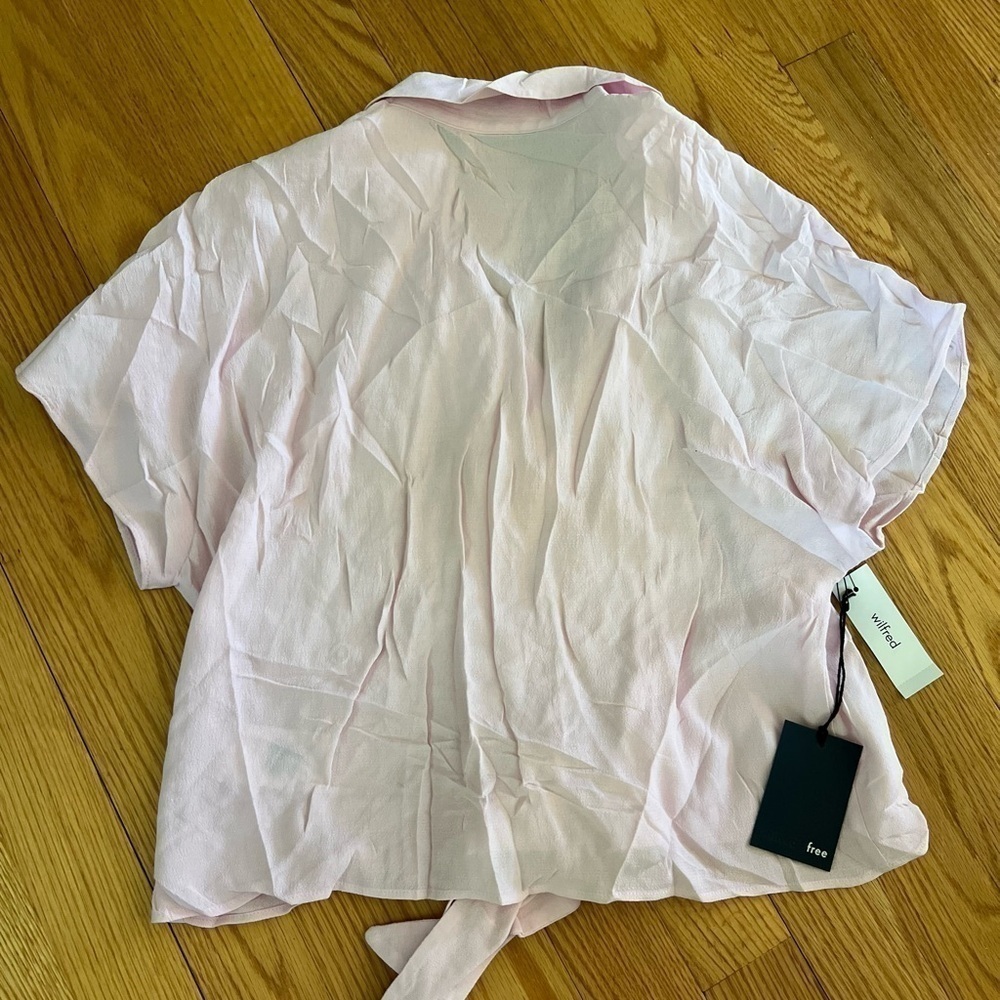 Aritzia Wilfred silene pink tie front button down top - Picture 7 of 7